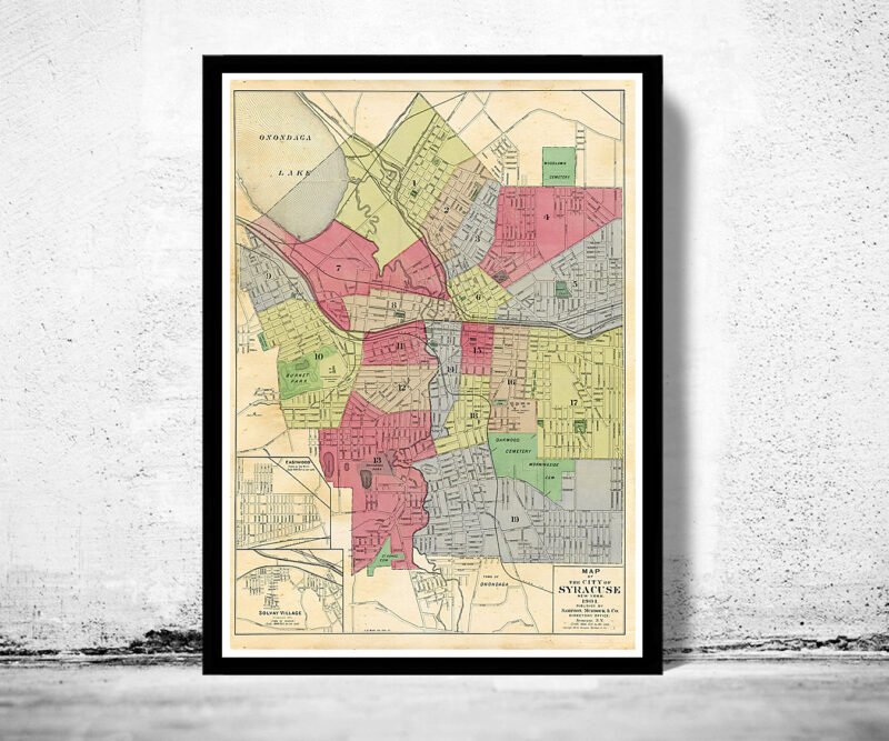 Old Map of Syracuse New York 1901 Vintage Map | Vintage Poster Wall Art Print | Wall Map Print | Old Map Print | Map Gift| Housewarming Gift