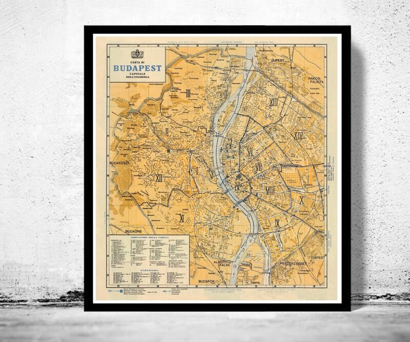 Old Map of Budapest Hungary 1935 Vintage Map| Vintage Poster Wall Art Print | Wall Map Print | Old Map Print | Map Gift | Anniversary gift