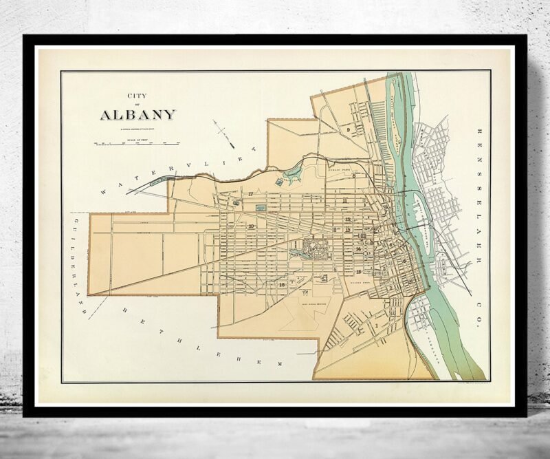 Old Map of Albany New York 1895 | Vintage Poster Wall Art Print | Wall Map Print | Old Map Print | Map Gift | Anniversary gift