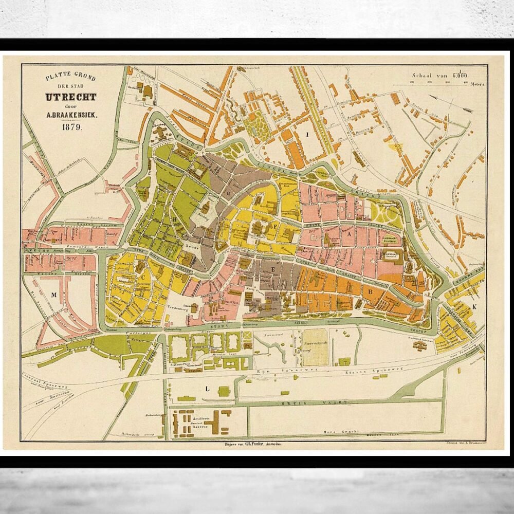 Old Map of Utrecht The Netherlands 1879 Vintage Map | Vintage Poster Wall Art Print | Wall Map Print | Old Map Print | Map Gift