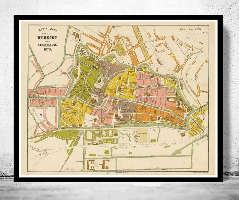 Old Map of Utrecht The Netherlands 1879 Vintage Map | Vintage Poster Wall Art Print | Wall Map Print | Old Map Print | Map Gift