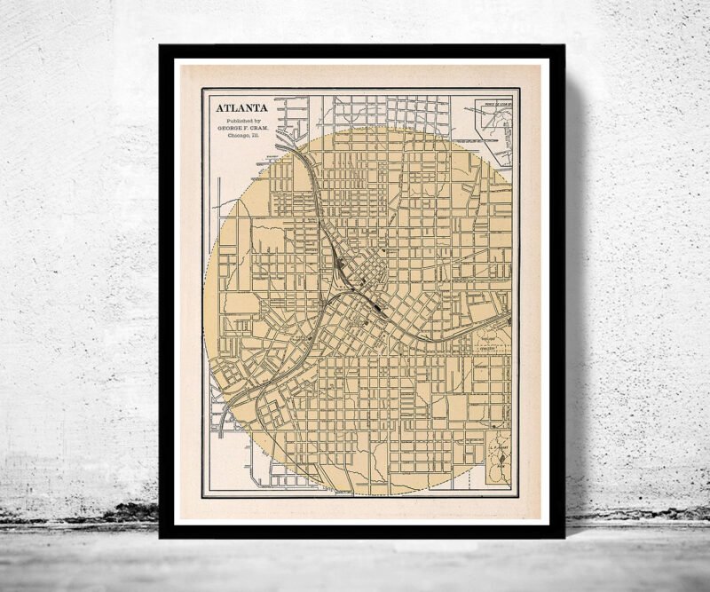 Atlanta old map 1901 Wall Map Print | Old Map Print | Map Gift | Anniversary gift | Housewarming Gift