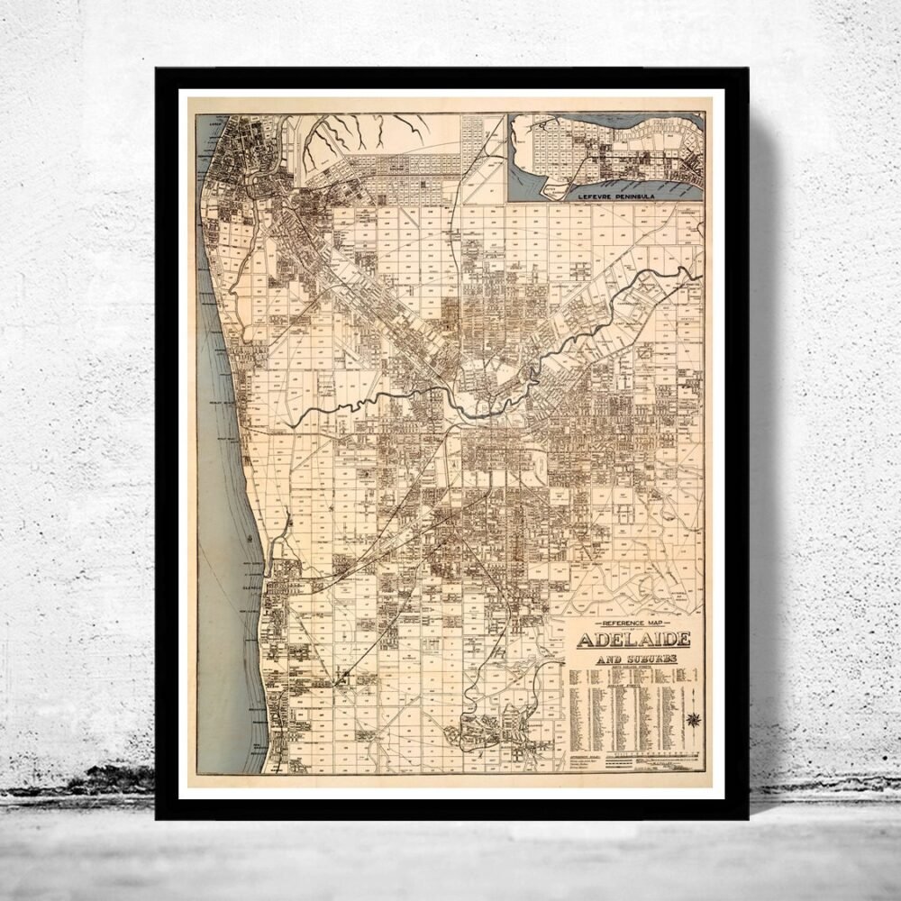 Old Map of Adelaide Australia 1920 Vintage Map | Vintage Poster Wall Art Print | Wall Map Print | Old Map Print | Map Gift