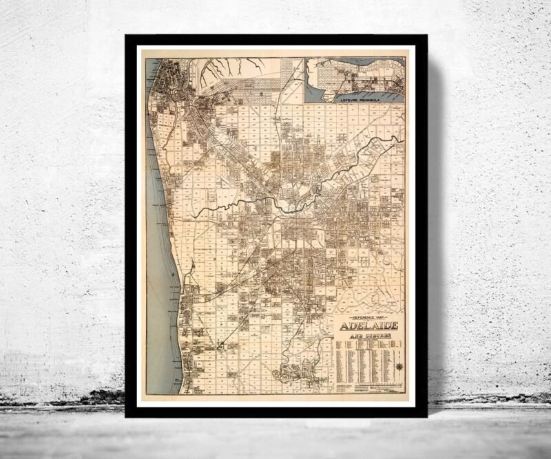 Old Map of Adelaide Australia 1920 Vintage Map | Vintage Poster Wall Art Print | Wall Map Print | Old Map Print | Map Gift