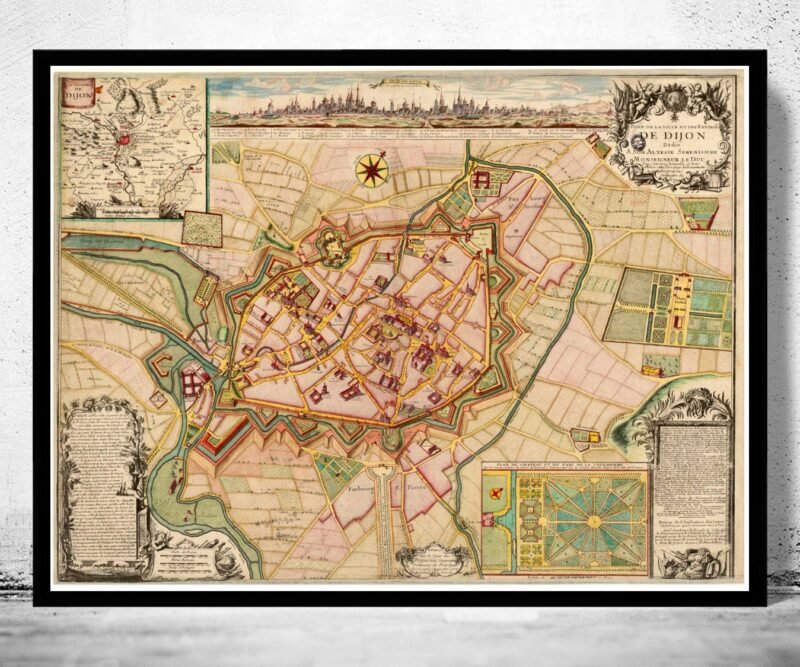 Old Map of Dijon 1730 France Vintage Map | Vintage Poster Wall Art Print | Wall Map Print | Old Map Print | Map Gift | Anniversary gift