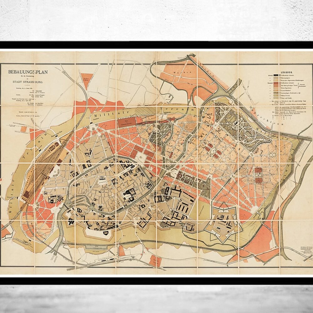 Old Map of Strasbourg Strassburg 1880 France Vintage Map | Vintage Poster Wall Art Print | Wall Map Print | Old Map Print | Map Gift