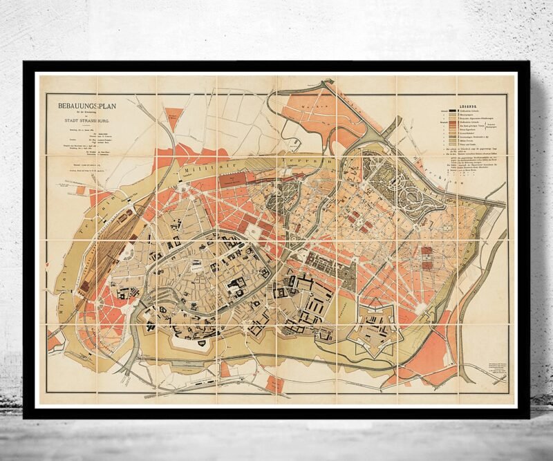 Old Map of Strasbourg Strassburg 1880 France Vintage Map | Vintage Poster Wall Art Print | Wall Map Print | Old Map Print | Map Gift