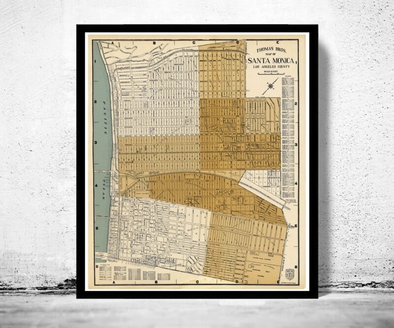 Old Map of Santa Monica LA California 1938 Vintage Map | Vintage Poster Wall Art Print | Wall Map Print | Old Map Print | Map Gift