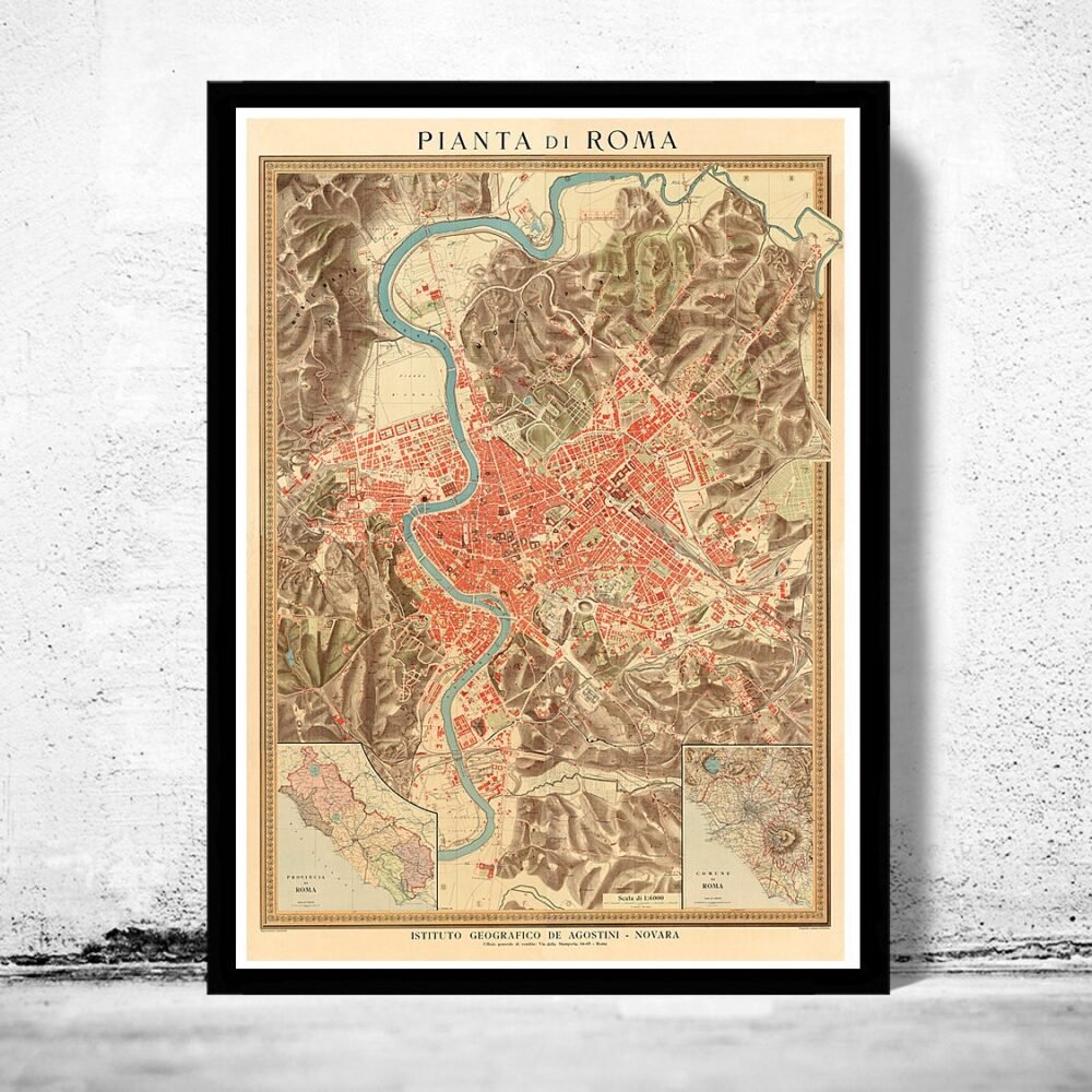 Old Map of Rome Italy 1910 Vintage Map | Vintage Poster Wall Art Print | Wall Map Print | Old Map Print | Map Gift | Anniversary gift