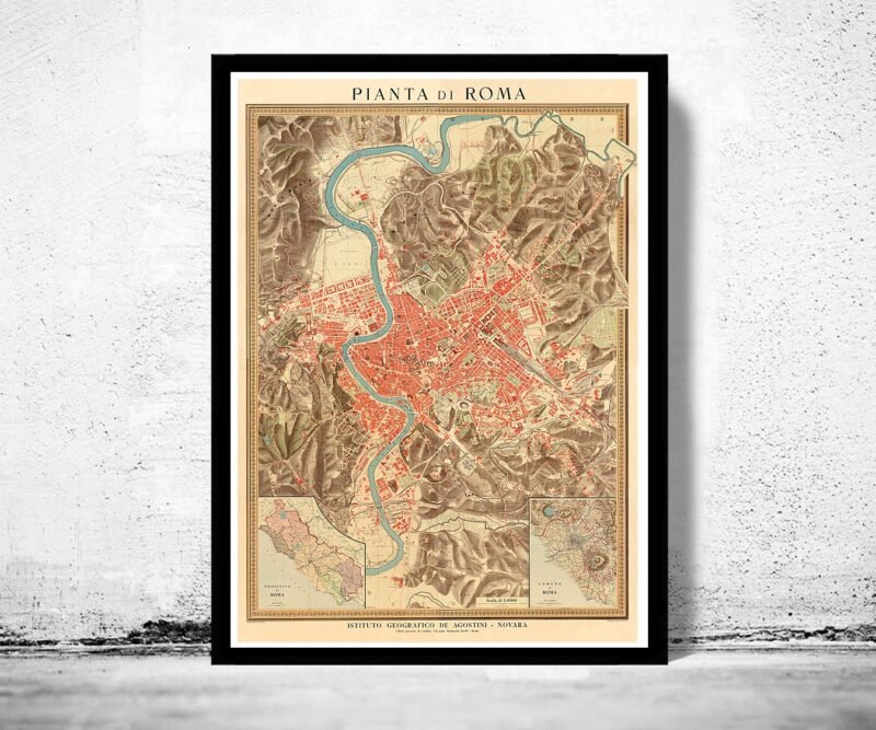 Old Map of Rome Italy 1910 Vintage Map | Vintage Poster Wall Art Print | Wall Map Print | Old Map Print | Map Gift | Anniversary gift