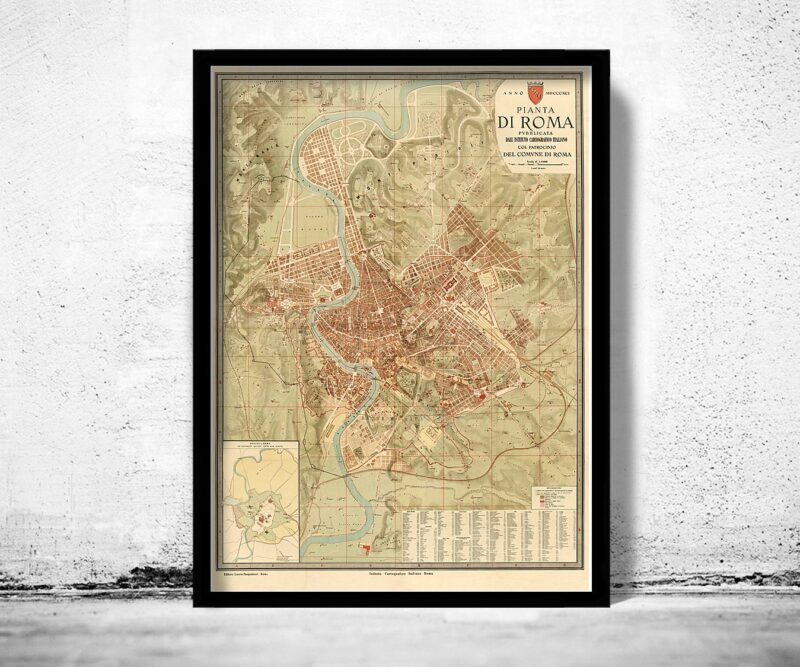 Old Map of Rome Italy 1891 | Vintage Poster Wall Art Print | Wall Map Print | Old Map Print | Map Gift | Anniversary gift