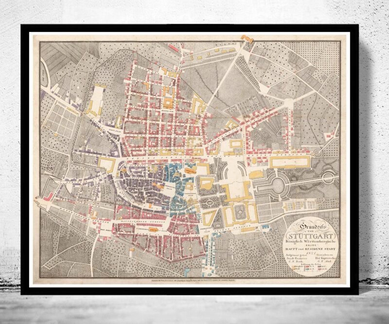 Old Map of Stuttgart, Germany 1821 | Vintage Poster Wall Art Print | Wall Map Print | Old Map Print | Map Gift | Anniversary gift