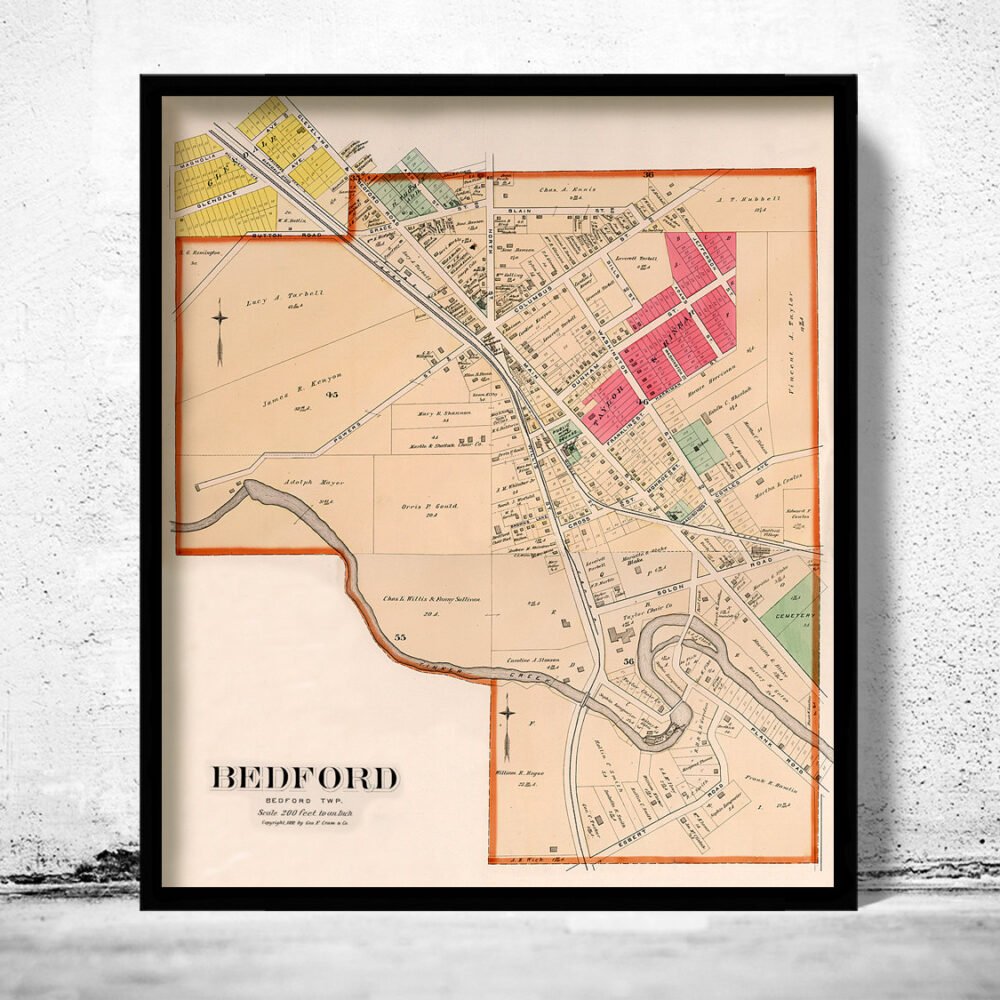 Old map of Bedford Ohio 1892 Vintage Map | Vintage Poster Wall Art Print | Wall Map Print | Old Map Print | Map Gift | Anniversary gift