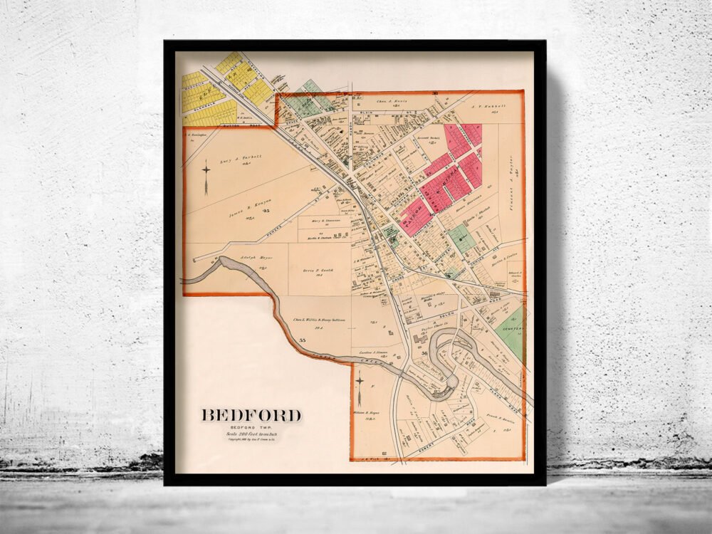 Old map of Bedford Ohio 1892 Vintage Map | Vintage Poster Wall Art Print | Wall Map Print | Old Map Print | Map Gift | Anniversary gift