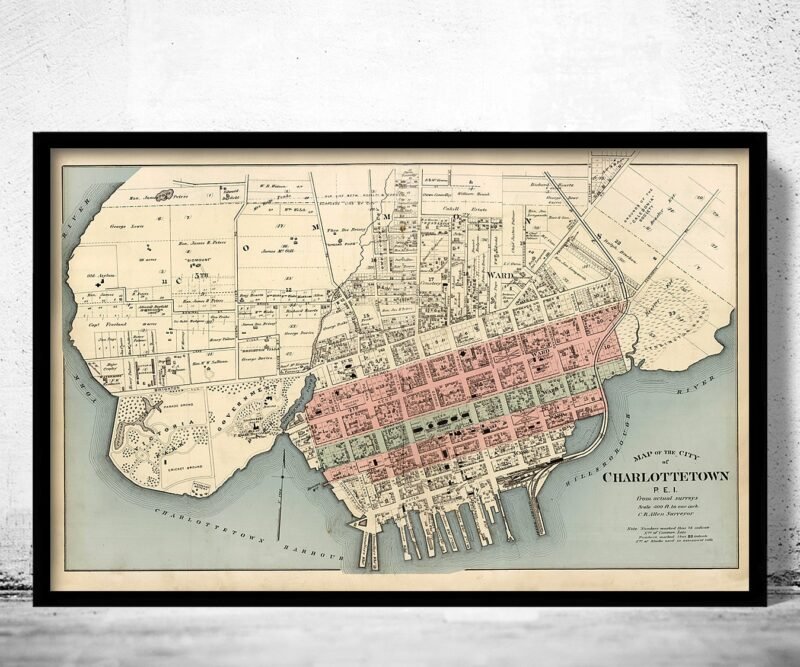 Old Map of Charlottetown Canada 1880 Vintage Map | Vintage Poster Wall Art Print | Wall Map Print | Old Map Print | Map Gift