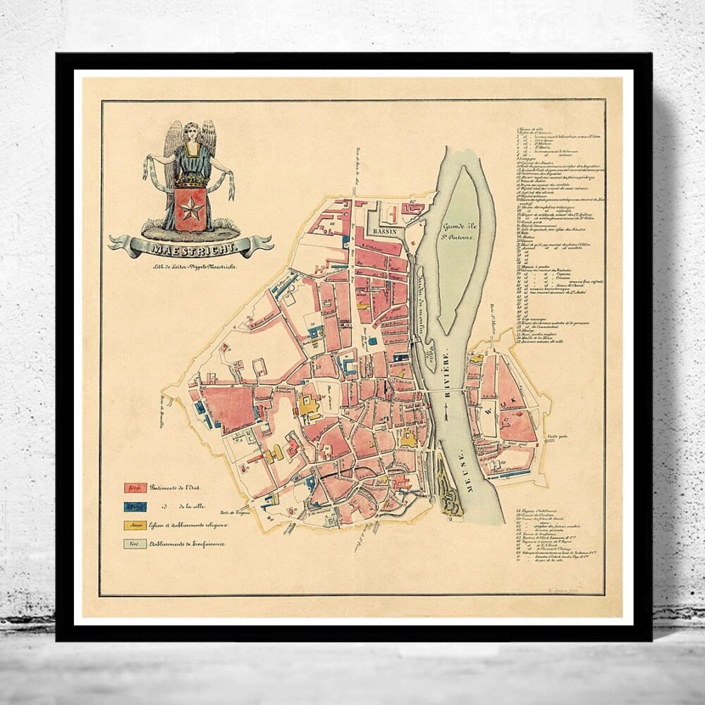 Old Map of Maastricht Netherlands 1860 Vintage Map | Vintage Poster Wall Art Print | Wall Map Print | Old Map Print | Map Gift