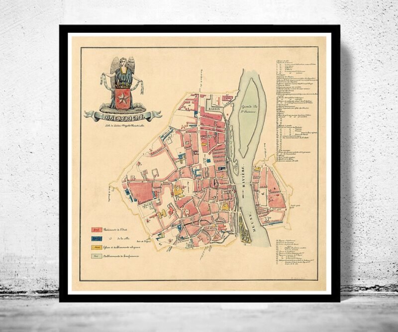 Old Map of Maastricht Netherlands 1860 Vintage Map | Vintage Poster Wall Art Print | Wall Map Print | Old Map Print | Map Gift