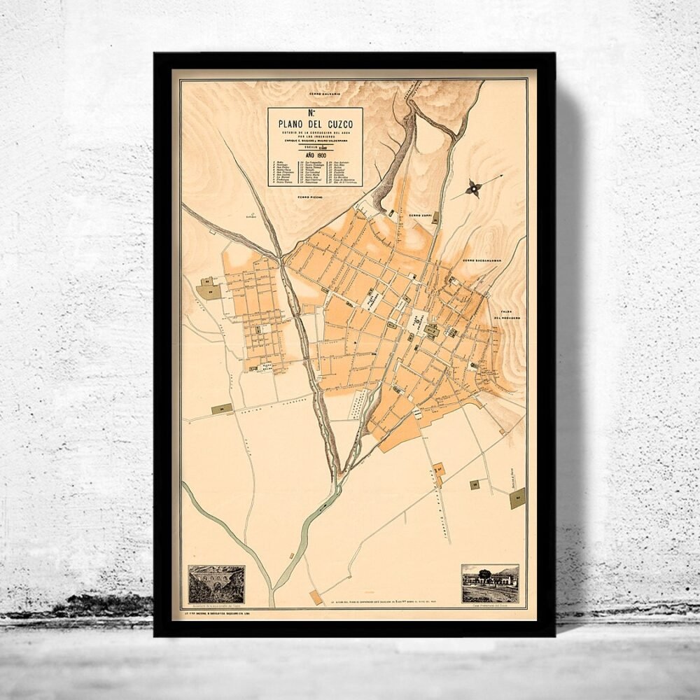 Old map of Cuzco Peru 1900 Vintage Map | Vintage Poster Wall Art Print | Wall Map Print | Old Map Print | Map Gift | Anniversary gift