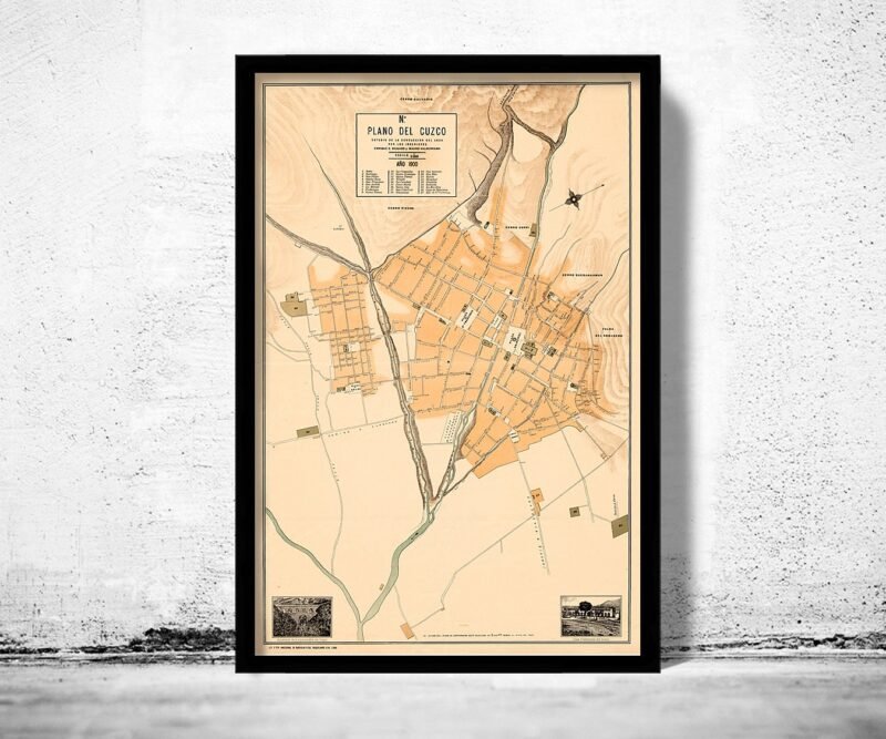 Old map of Cuzco Peru 1900 Vintage Map | Vintage Poster Wall Art Print | Wall Map Print | Old Map Print | Map Gift | Anniversary gift