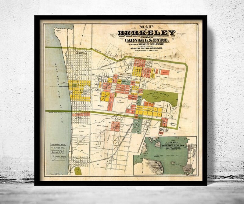 Old map Berkeley California 1880 Vintage Map | Vintage Poster Wall Art Print | Wall Map Print | Old Map Print | Map Gift | Anniversary gift