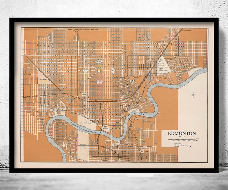 Old Map of Edmonton Canada 1915 Vintage Map | Vintage Poster Wall Art Print | Wall Map Print | Old Map Print | Map Gift | Anniversary gift