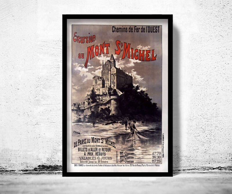 Vintage Poster of Mont St Michel France 1895 | Vintage Poster Wall Art Print | | Map Gift | Anniversary gift | Housewarming Gift