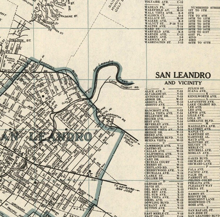 Old map Oakland Alameda Berkeley San Leandro | Vintage Poster Wall Art Print | Wall Map Print | Old Map Print | Map Gift| Housewarming Gift