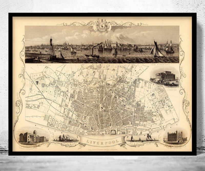 Old Map of Liverpool 1851 UK Vintage Map | Vintage Poster Wall Art Print | Wall Map Print | Old Map Print | Map Gift | Anniversary gift