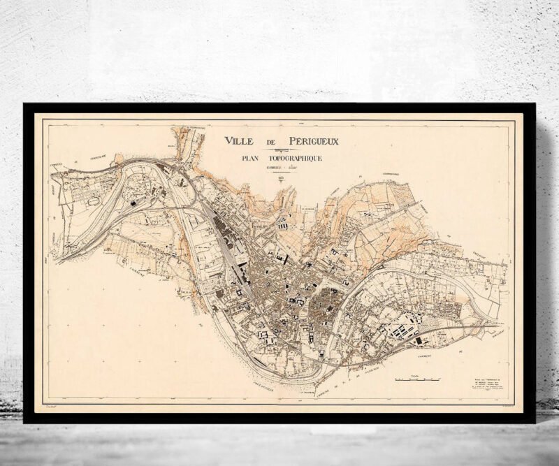 Old Map of Perigueux France Old Map | Vintage Poster Wall Art Print | Wall Map Print | Old Map Print | Map Gift | Anniversary gift