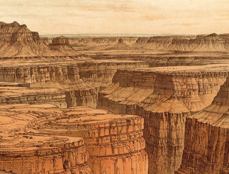 Grand Canyon Old Panoramic View United States 1882 | Vintage Poster Wall Art Print | Map Gift | Anniversary gift | Housewarming Gift