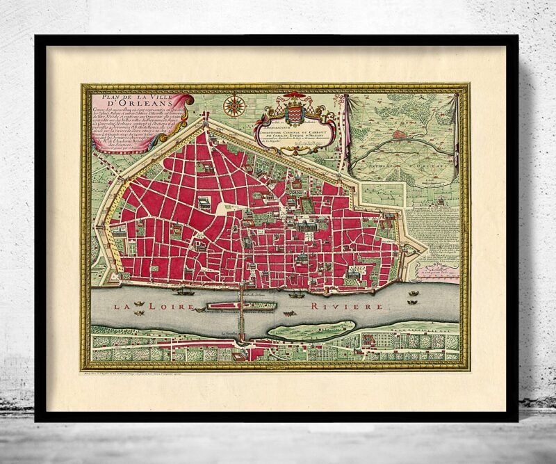 Old Map of Orleans France 1700 Vintage Map | Vintage Poster Wall Art Print | Wall Map Print | Old Map Print | Map Gift | Anniversary gift