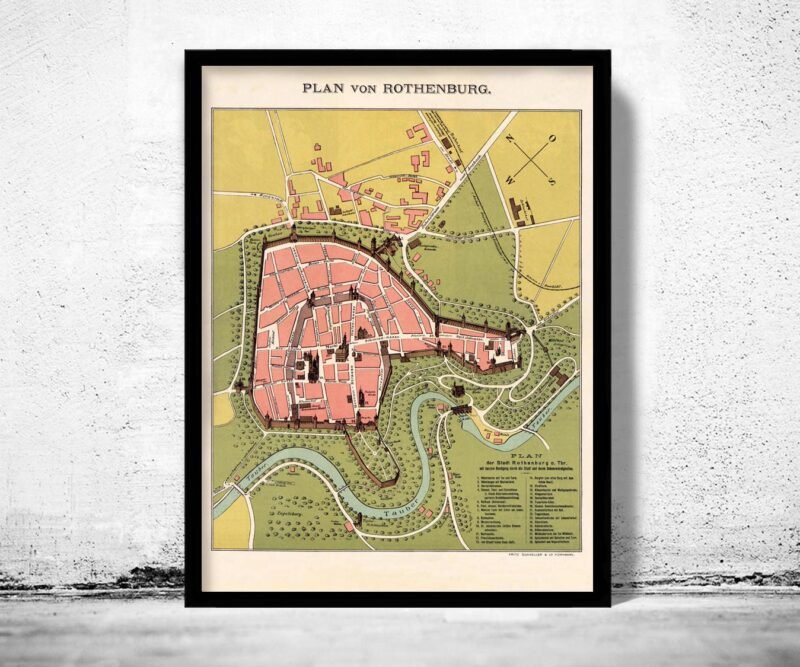 Old Map of Rothenburg Germany 1903 | Vintage Poster Wall Art Print | Wall Map Print | Old Map Print | Map Gift | Anniversary gift