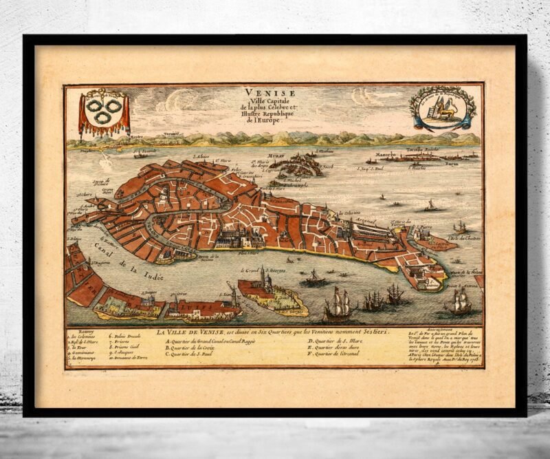 Old Map of Venice 1705 Vintage Map of Venice | Vintage Poster Wall Art Print | Wall Map Print | Old Map Print | Map Gift | Anniversary gift