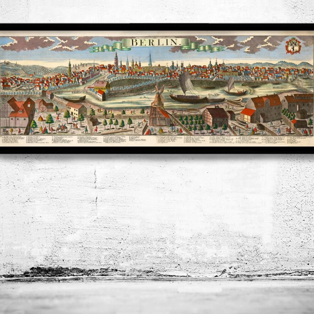 Old Panoramic View of Berlin Germany 1761 Vinatge Gravure Berlin | Vintage Poster Wall Art Print | Wall Map Print | Old Map Print | Map Gift