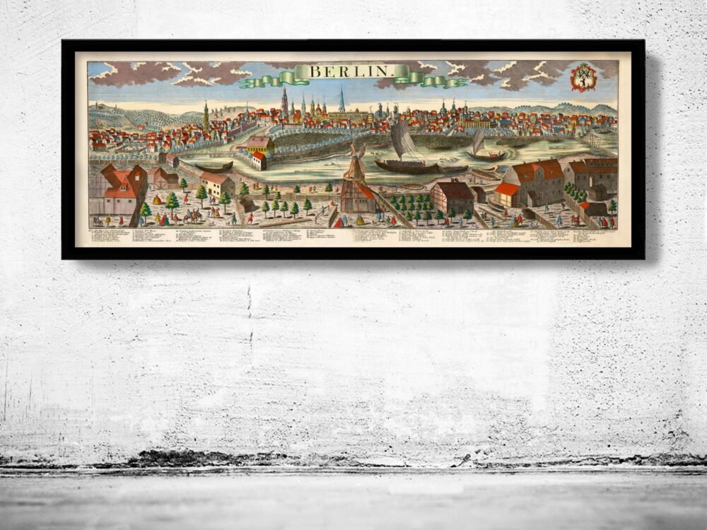 Old Panoramic View of Berlin Germany 1761 Vinatge Gravure Berlin | Vintage Poster Wall Art Print | Wall Map Print | Old Map Print | Map Gift