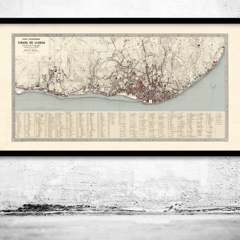 Old Map of Lisbon 1871 Portugal Mapa Antigo de Lisboa Vintage Map | Vintage Poster Wall Art Print | Wall Map Print | Old Map Print