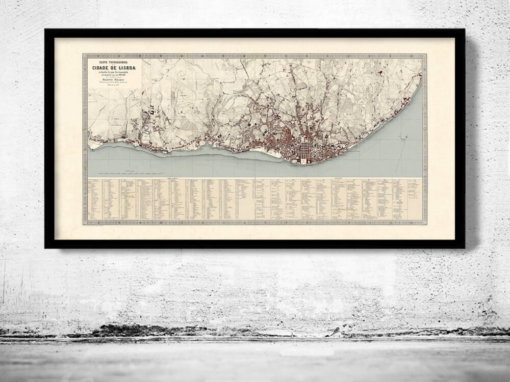 Old Map of Lisbon 1871 Portugal Mapa Antigo de Lisboa Vintage Map | Vintage Poster Wall Art Print | Wall Map Print | Old Map Print