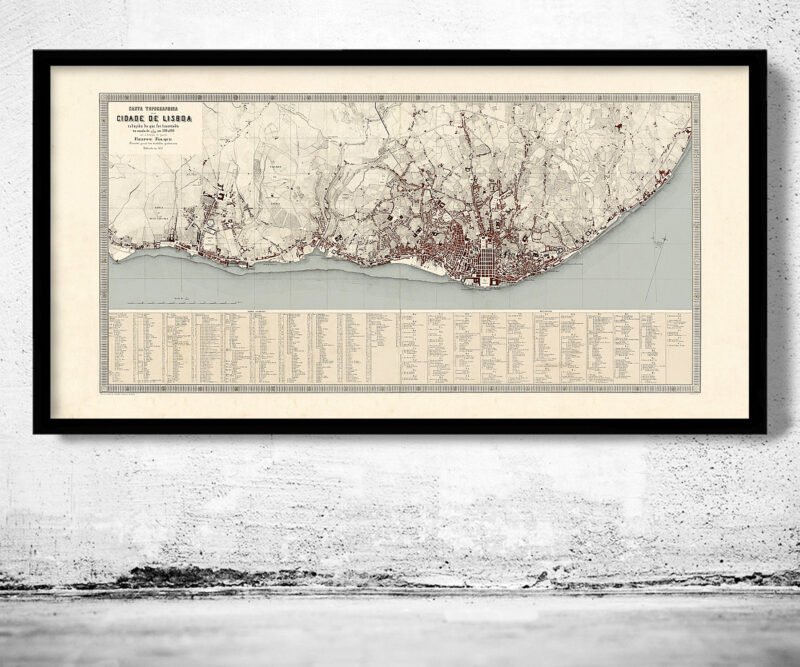 Old Map of Lisbon 1871 Portugal Mapa Antigo de Lisboa Vintage Map | Vintage Poster Wall Art Print | Wall Map Print | Old Map Print