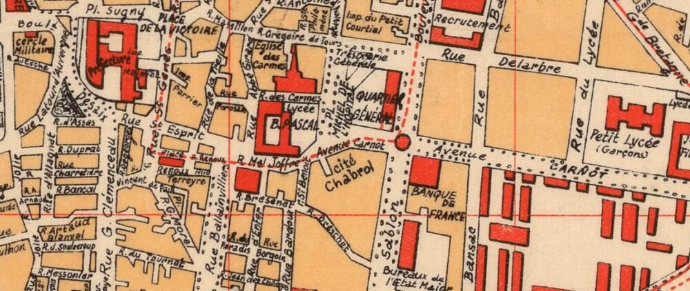 Old Map of Clermont Ferrand 1933 France Vintage Map | Vintage Poster Wall Art Print | Wall Map Print | Old Map Print | Map Gift