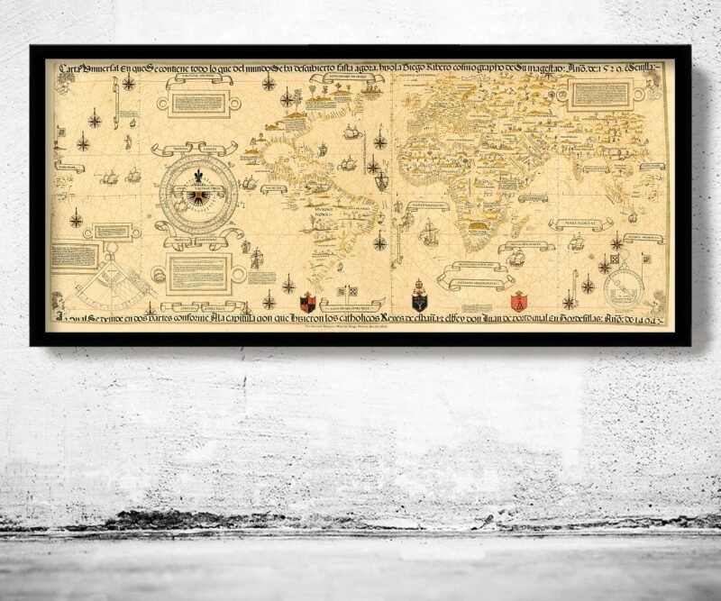 Old Map of the World 1529 Old Map of the World Vintage Map | World Map Gift World Map Print | Vintage World Map | World Map Wall Art