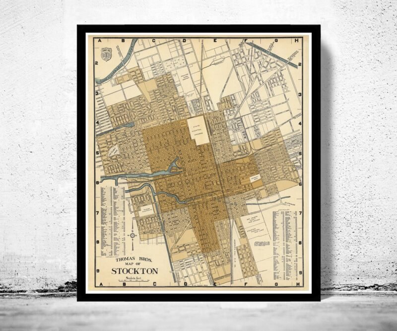 Old Map of Stockton California 1938 Vintage Map | Vintage Poster Wall Art Print | Wall Map Print | Old Map Print | Map Gift