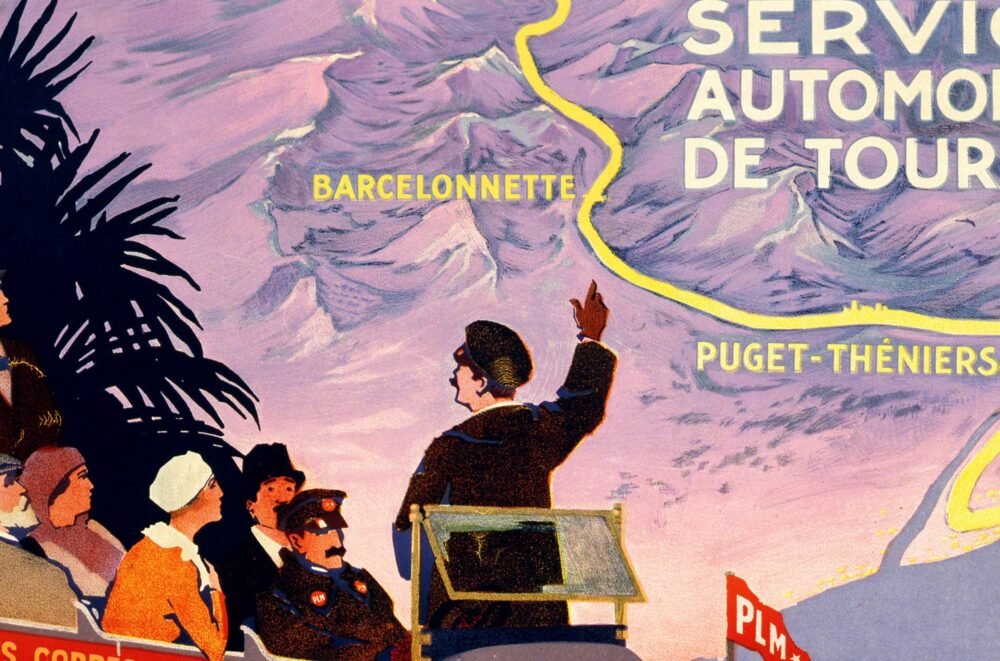 Vintage Poster of La Route des Alpes Paris-Lion 1920 Tourism poster travel | Vintage Poster Wall Art Print | | Map Gift | Anniversary gift