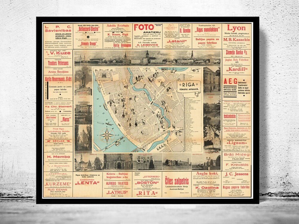 Old Map of Riga Latvia 1935 Vintage Map | Vintage Poster Wall Art Print | Wall Map Print | Old Map Print | Map Gift | Anniversary gift