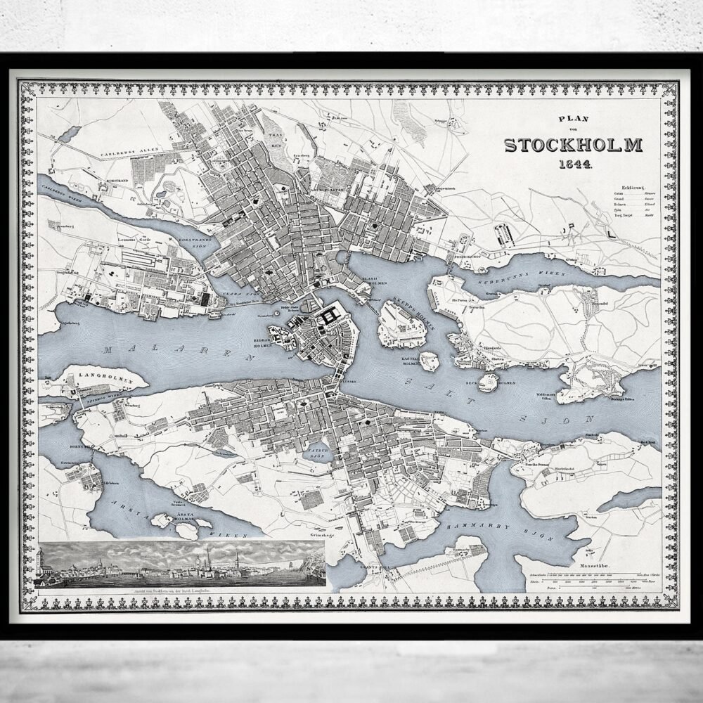 Old Map of Stockholm Sweden 1844 Vintage Map | Vintage Poster Wall Art Print | Wall Map Print | Old Map Print | Map Gift | Anniversary gift