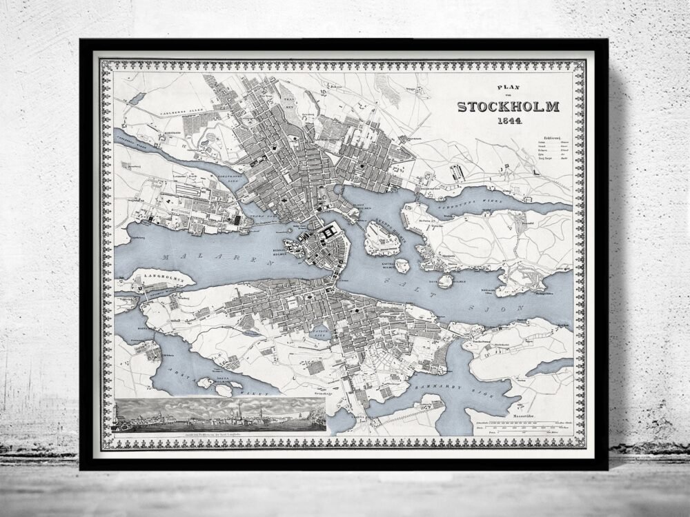 Old Map of Stockholm Sweden 1844 Vintage Map | Vintage Poster Wall Art Print | Wall Map Print | Old Map Print | Map Gift | Anniversary gift