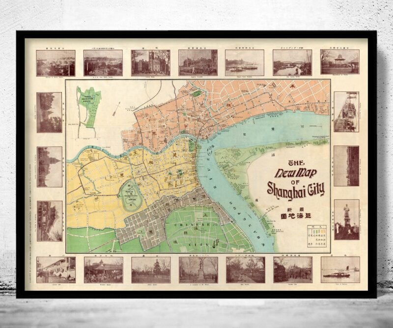 Old Map of Shanghai 1908 China Vintage Map | Vintage Poster Wall Art Print | Wall Map Print | Old Map Print | Map Gift | Anniversary gift