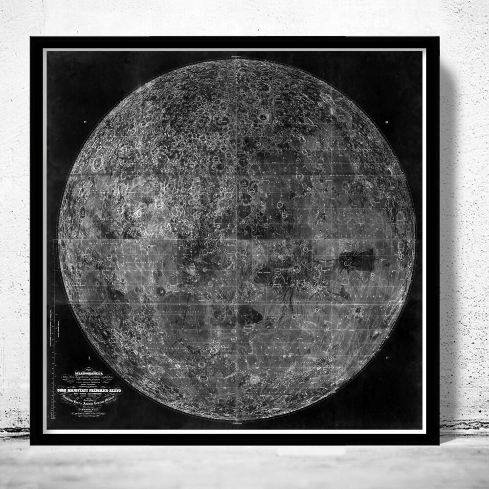 Old Map of The Moon 1834 Vintage Map | Vintage Poster Wall Art Print | | Map Gift | Anniversary gift | Housewarming Gift