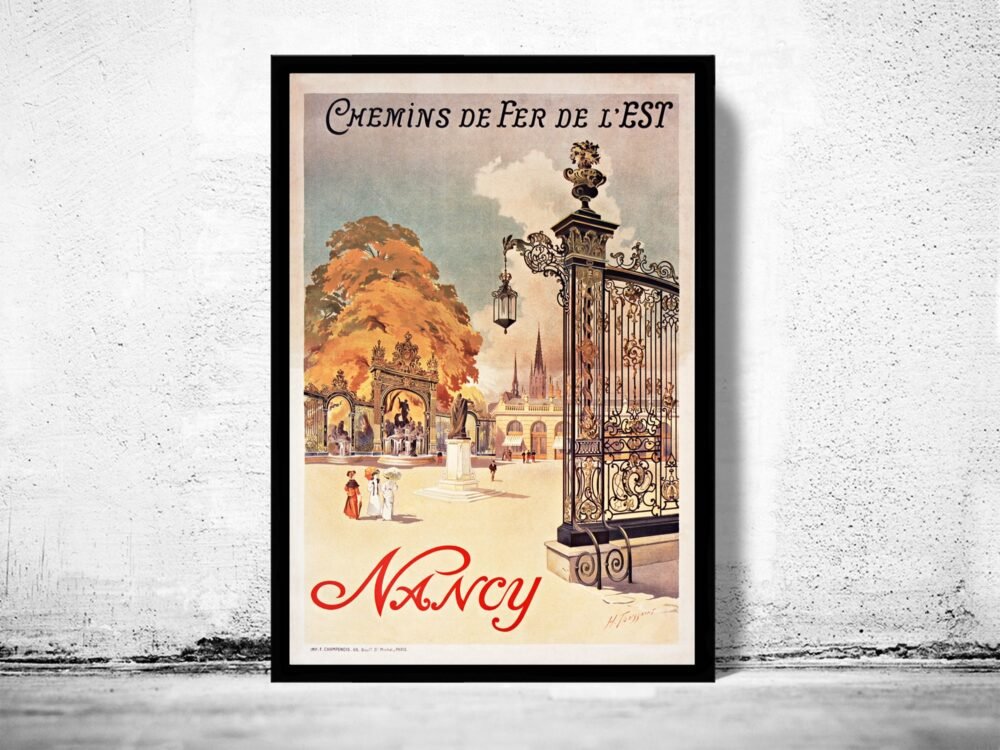 Vintage Poster Nancy France 1907 Travel Poster | Vintage Poster Wall Art Print | | Map Gift | Anniversary gift | Housewarming Gift