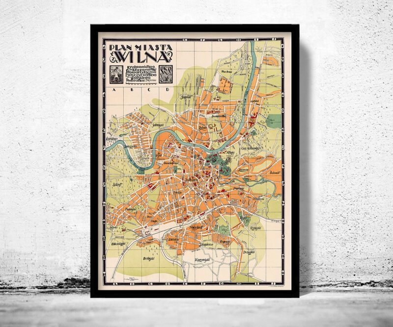 Old Map of Vilnius Lithuania 1930 Vintage Map | Vintage Poster Wall Art Print | Wall Map Print | Old Map Print | Map Gift