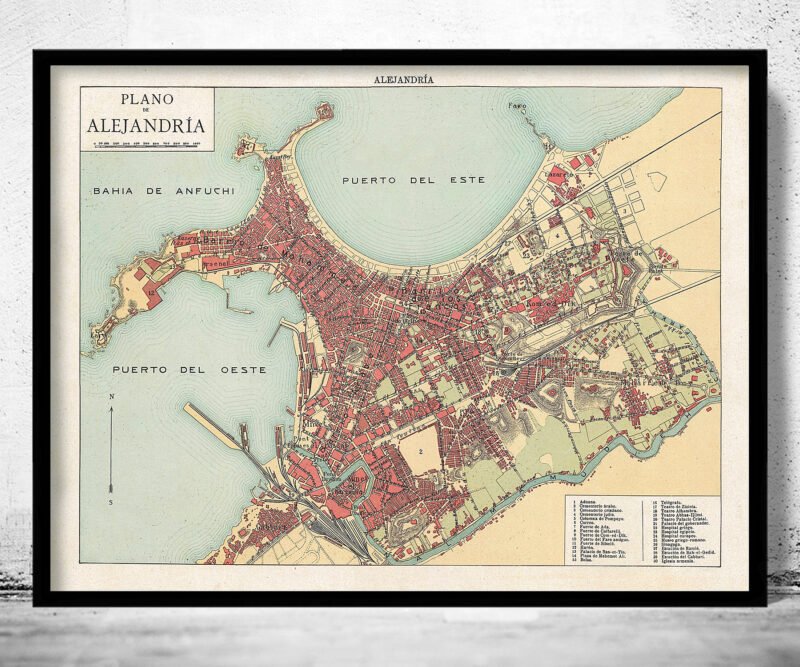 Old map of Alexandria Egypt 1900 Vintage Map | Vintage Poster Wall Art Print | Wall Map Print | Old Map Print | Map Gift| Housewarming Gift